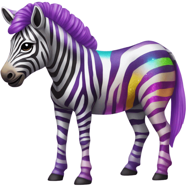 Lisa frank rainbow zebra with glitter purple stripes emoji