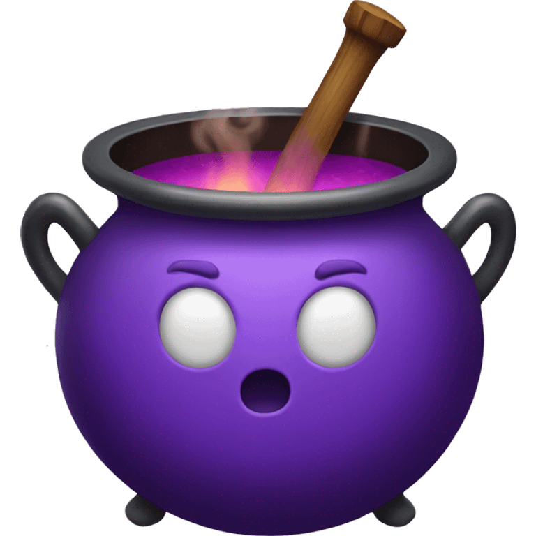 Cauldron with a purple potion bubbling emoji