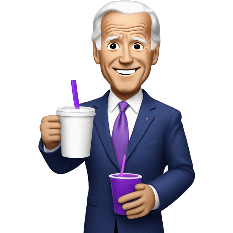 biden with purple drink in white cup emoji