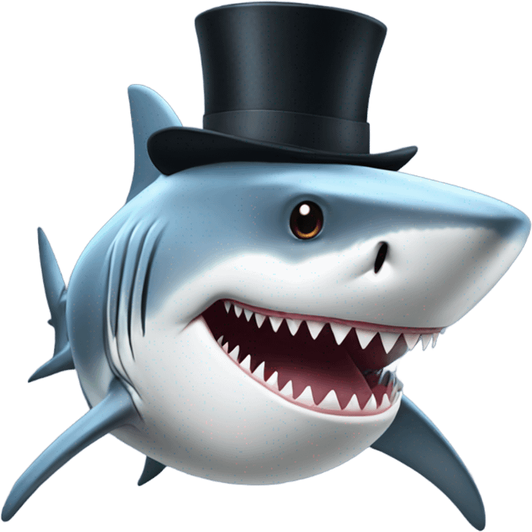 Shark with a top hat emoji