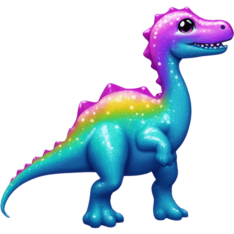 Lisa frank glitter pretty water dinosaur with fins and pearls emoji