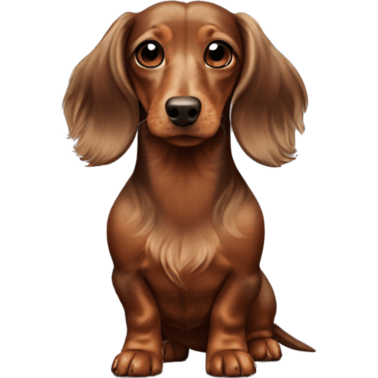 long-haired brown marble dachshund in full height emoji