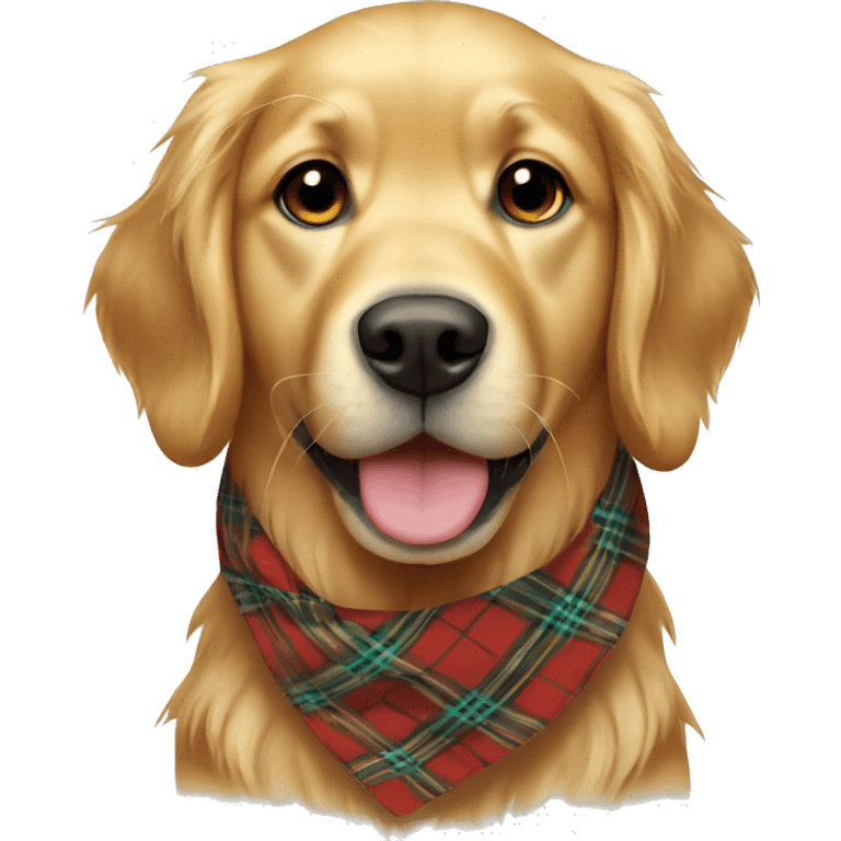 Golden retriever with plaid bandana  emoji