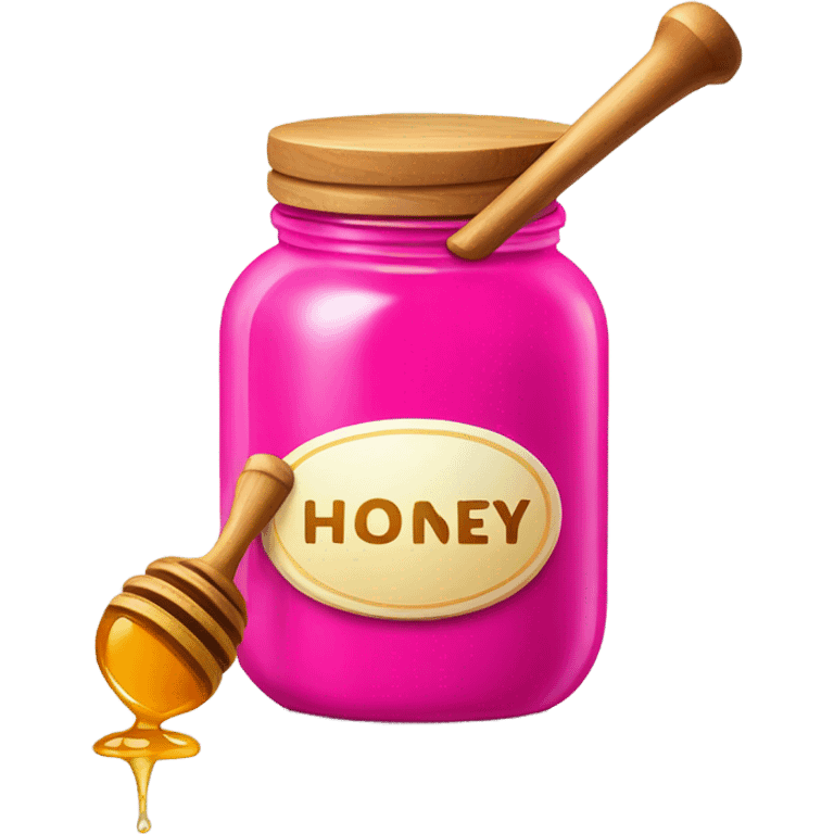 Hot pink jar of honey with wand  emoji