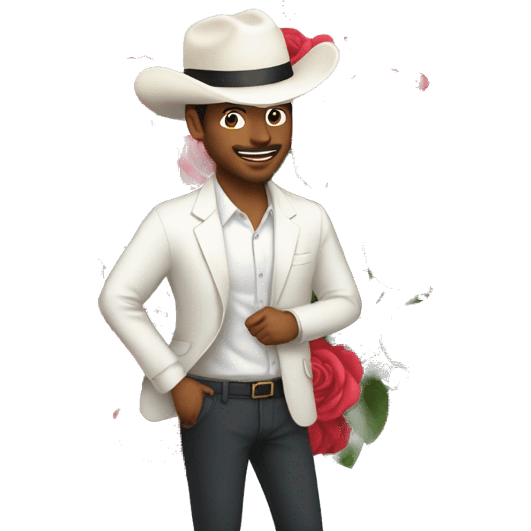 Hombre blanco dando rosas emoji