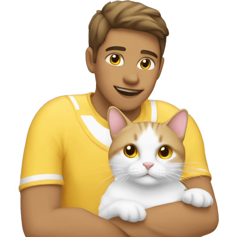 A cat with yellow and white loves his owner emoji