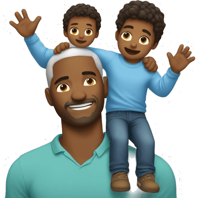 create an emoji where father hold his little son up with his big arms and his son feels like an eagle emoji