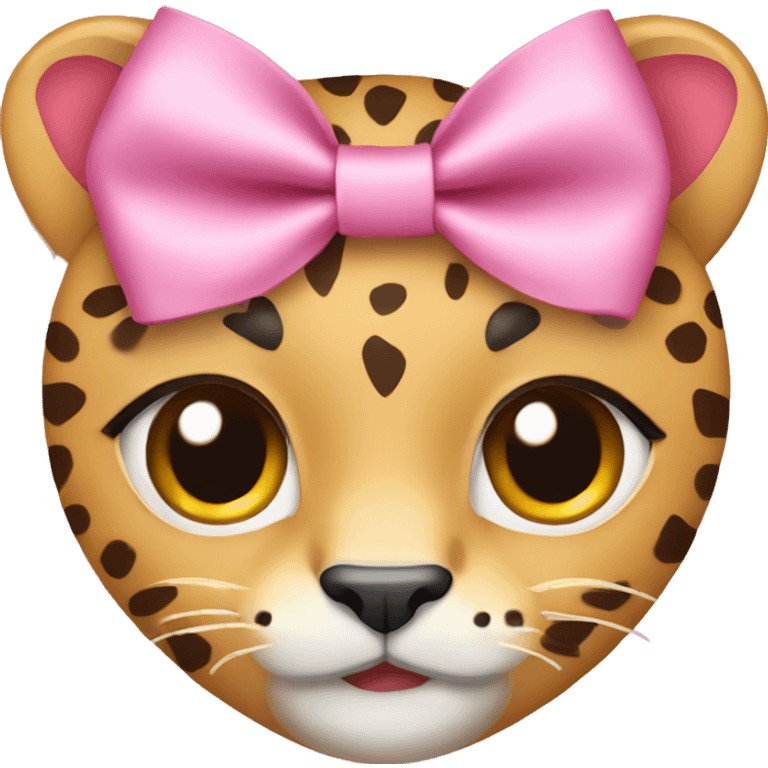 Pink heart with cheetah bow emoji