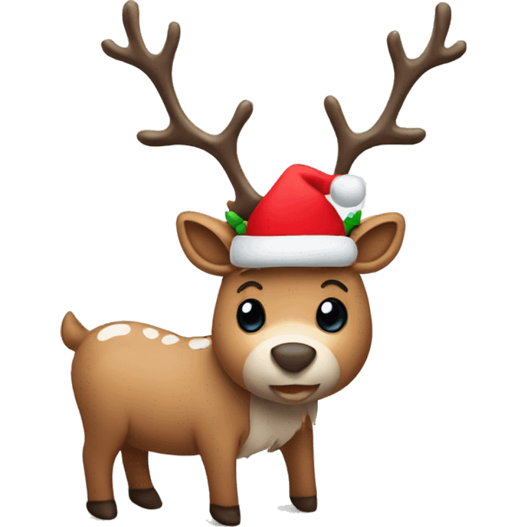 reindeer wearing a christmas hat  emoji