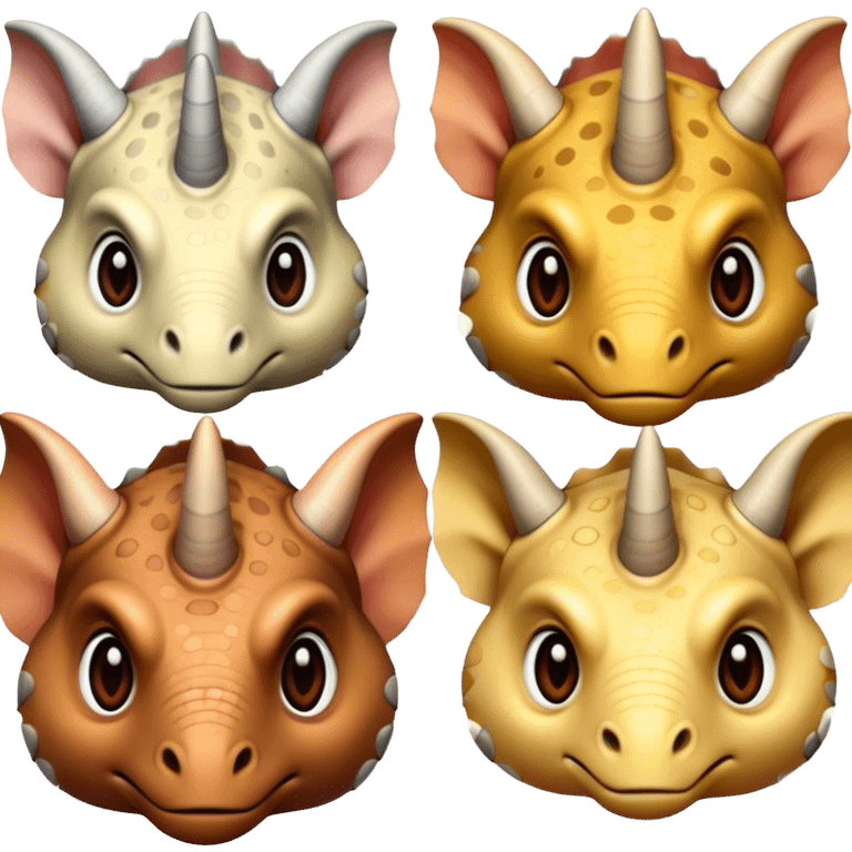 faces of different triceratops emoji