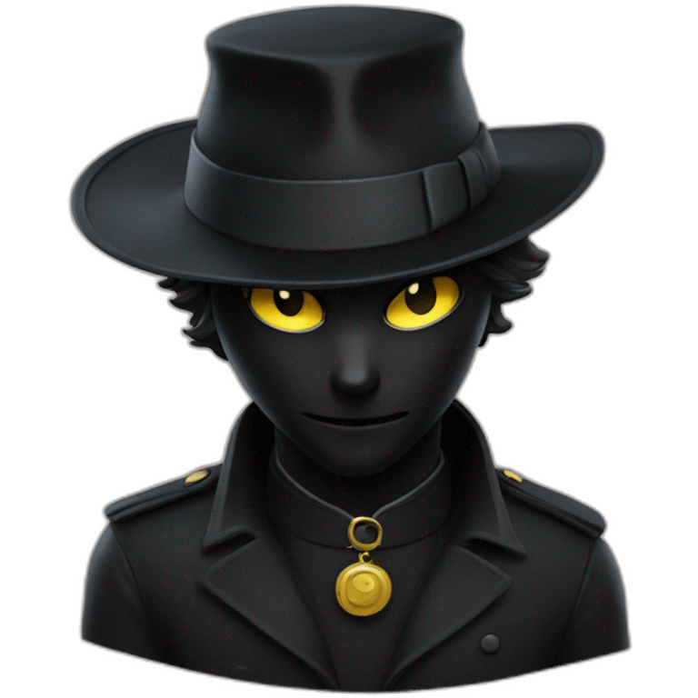 Chat noir avec un chapeau noir emoji