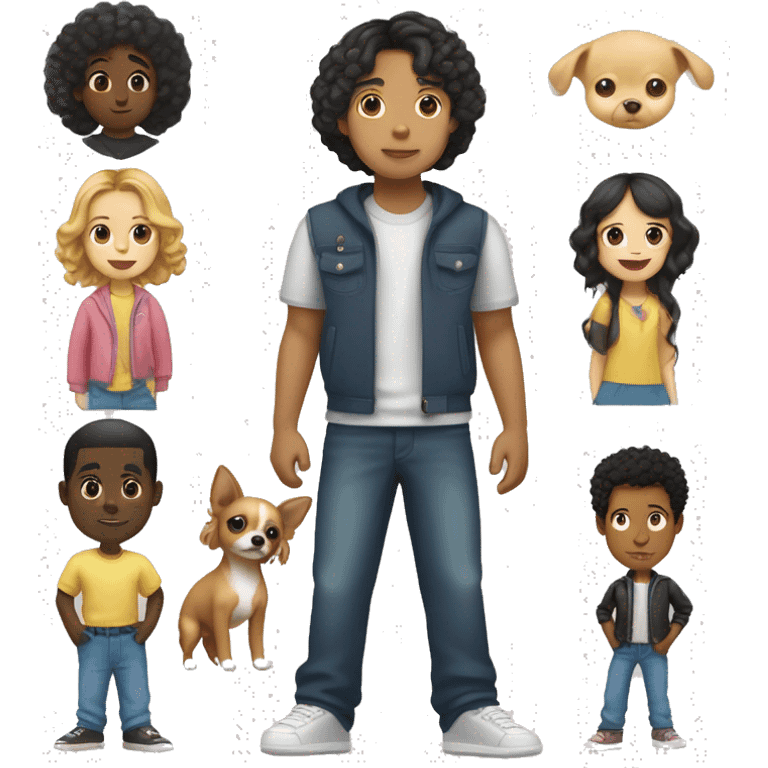 Asian girl, which has straight hair, and black boy, which had curly hair, with a Chihuahua ￼ emoji