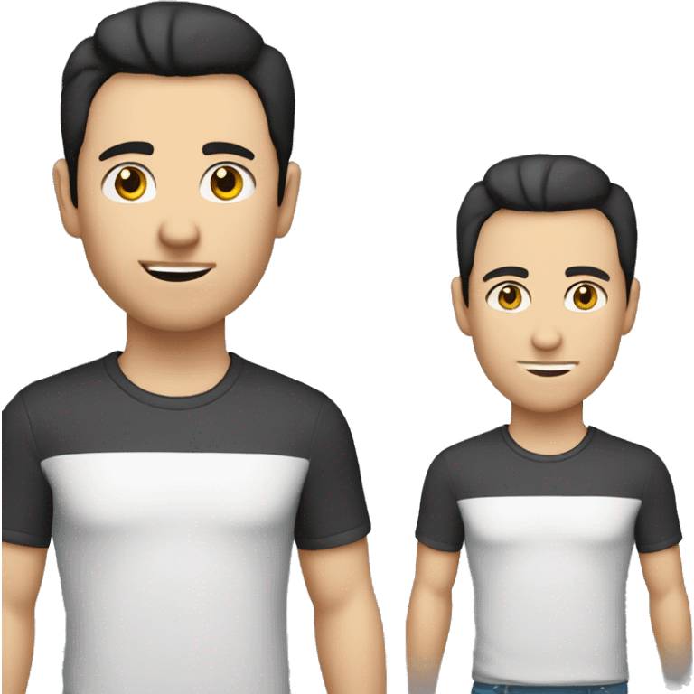 A 30 year old, caucasian man, with short black hair,   wearing a tshirt. emoji