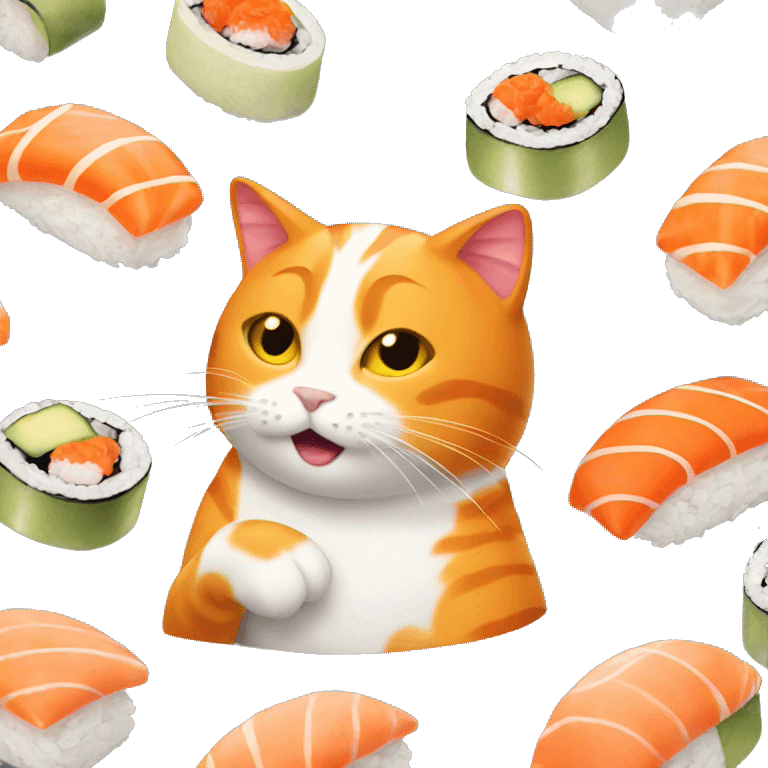 Orange cat eating sushi  emoji