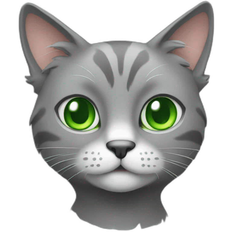 Amazing cat with green eyes and gray fur. emoji