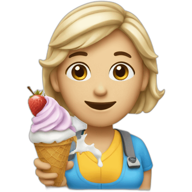 Customer service agent eating ice cream emoji