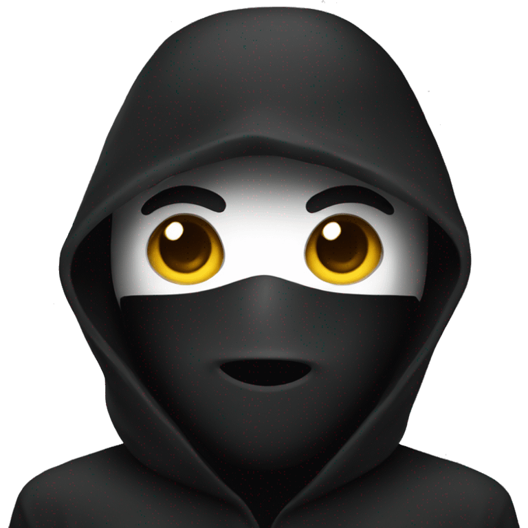 person with a black hood and a black mask emoji