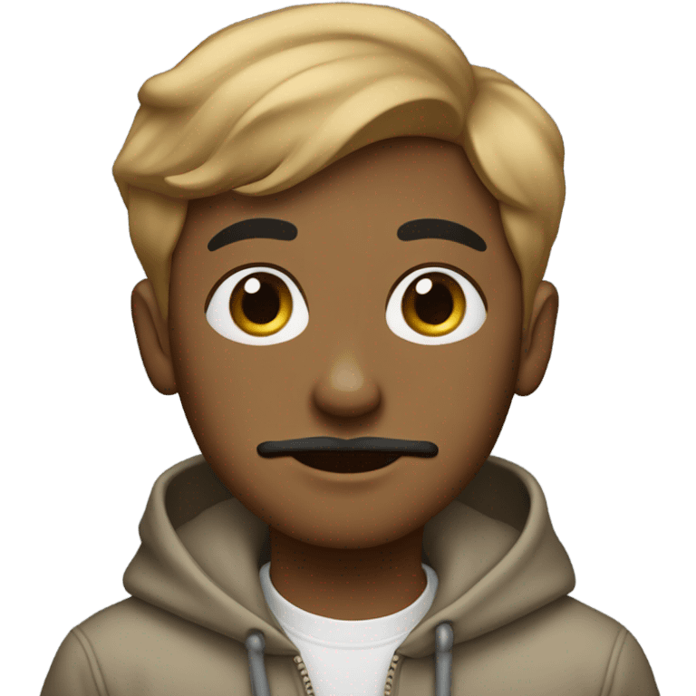 Light Brown-skinned boy with beautiful and a moustache hair and with earrings wearing sweat-shirt emoji