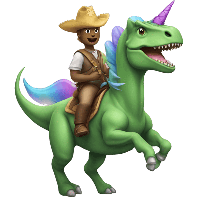 dinosaur riding a unicorn emoji