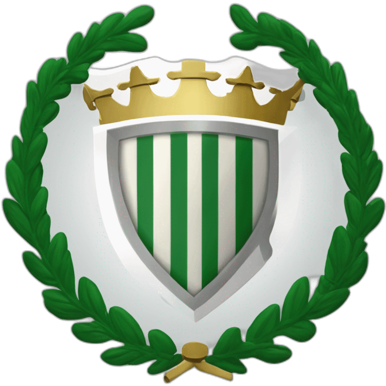 ESCUDO REAL BETIS BALOMPIE, TRIANGULO HACIA ABAJO Y RALLAS VERDES Y BLANCAS CON CORONA REAL  emoji