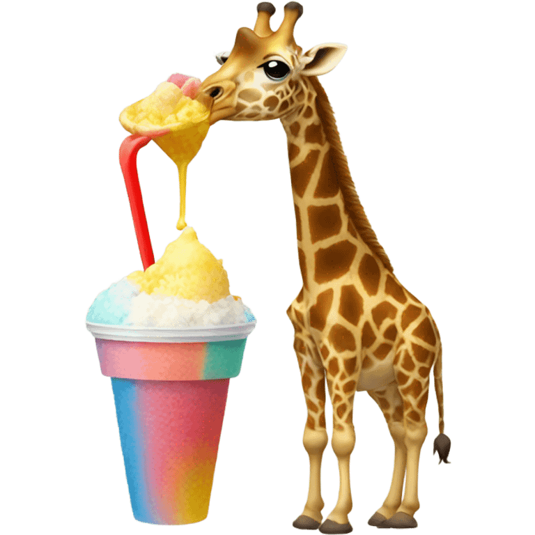 Giraffe eating shave ice emoji