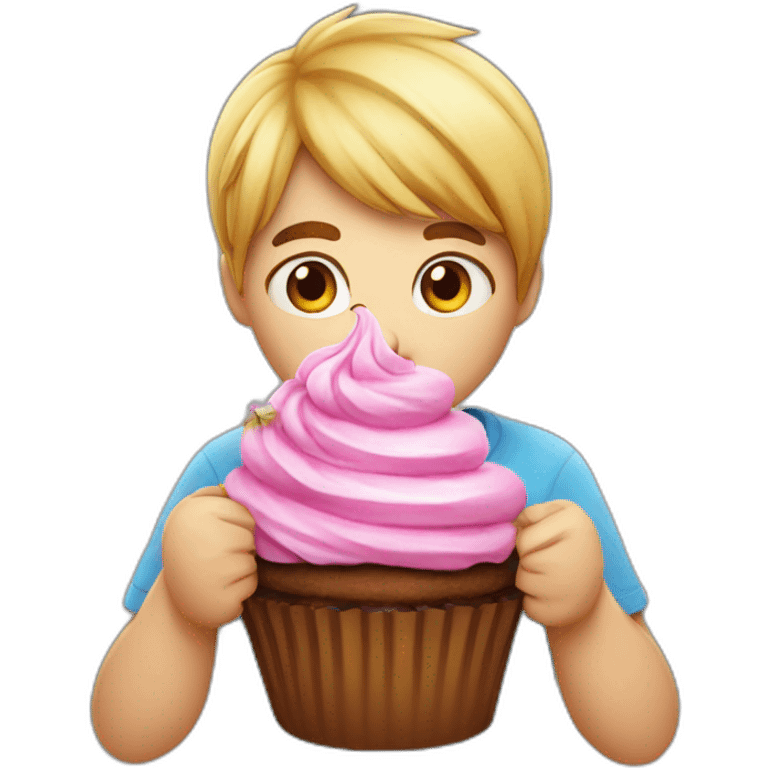 Elone mush eating cup cake emoji