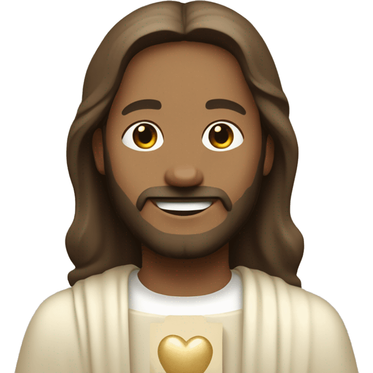 Jesus holding a pastel cream beige heart and smiling  emoji