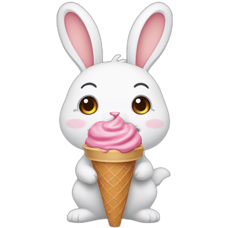 rabbit eatting ice cream emoji