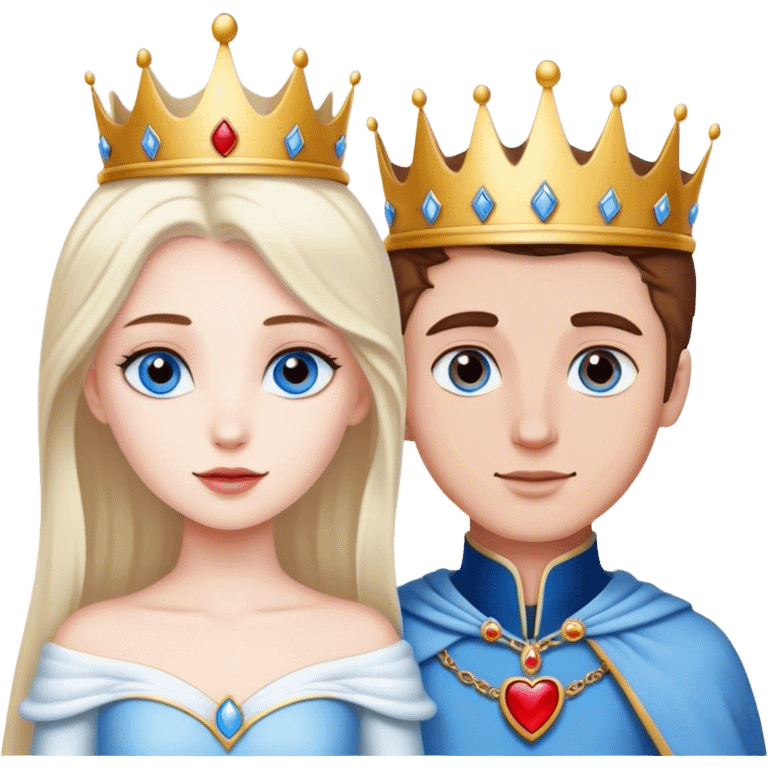 White brown eyes princess and white bleu eyes prince love emoji