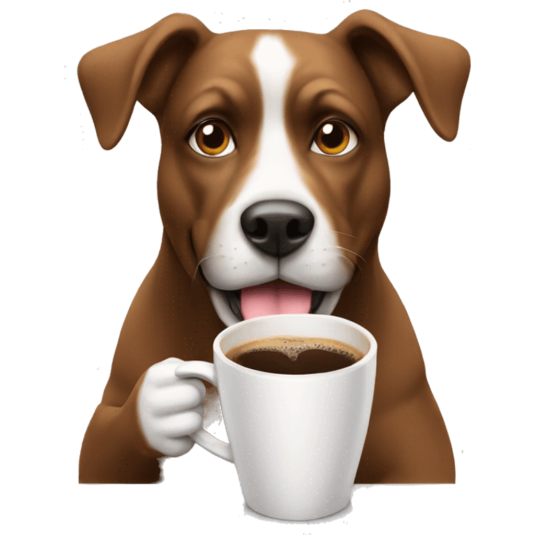 a dog drinking coffee emoji