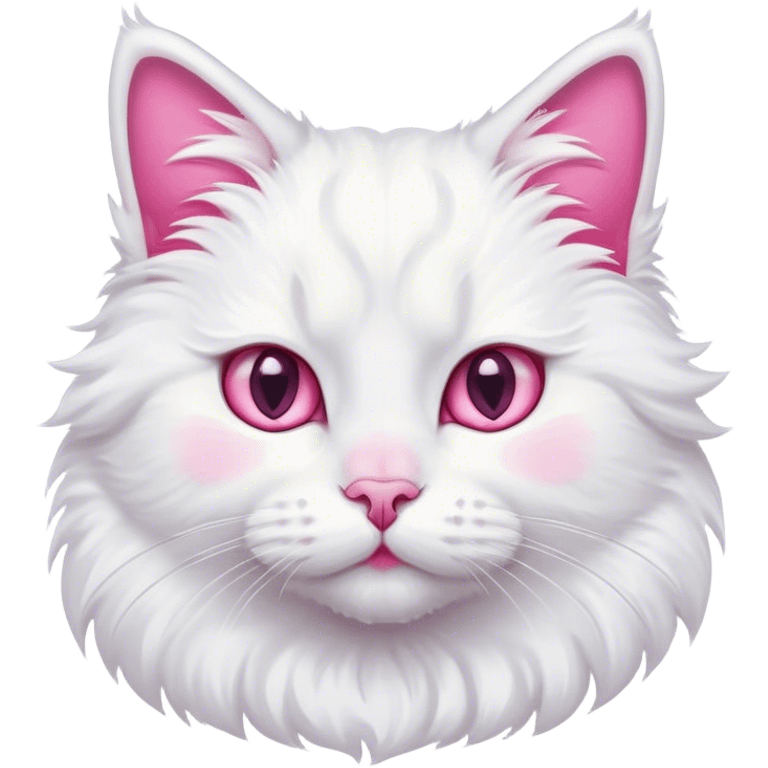 A white fluffy cute cat  emoji