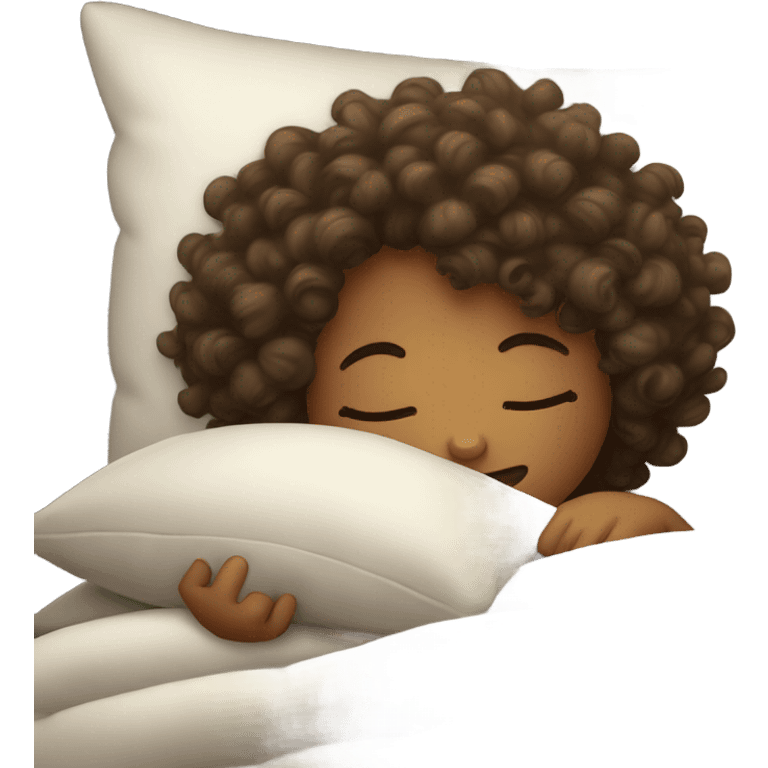 Curly hair girl sleeping on pillow  emoji