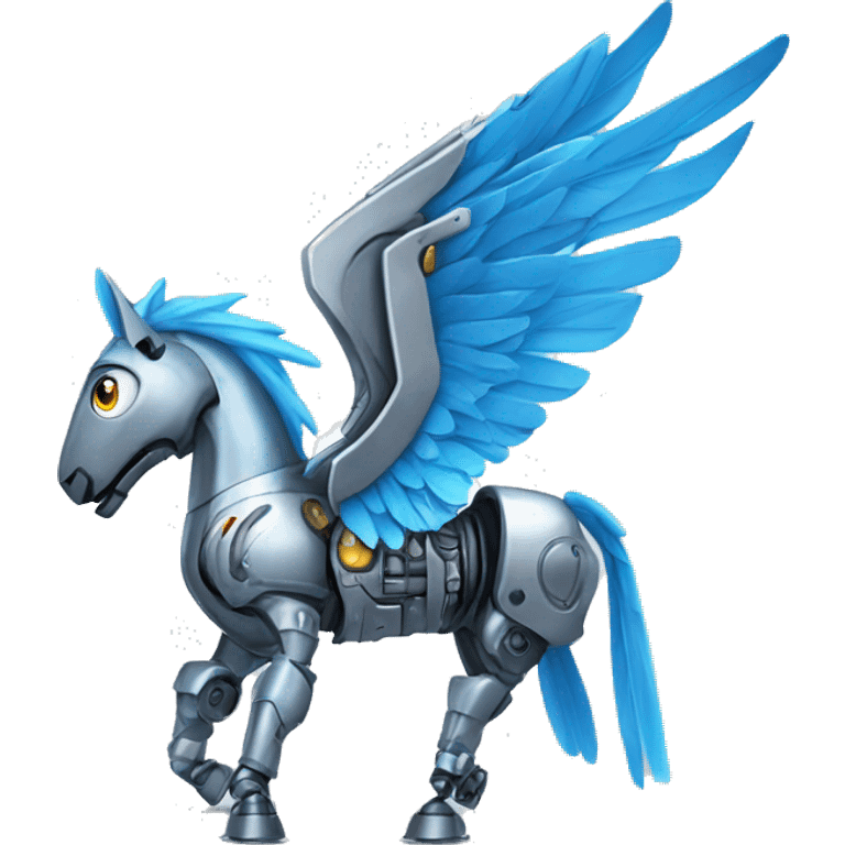 Metal Robot Pegasus with blue wings emoji