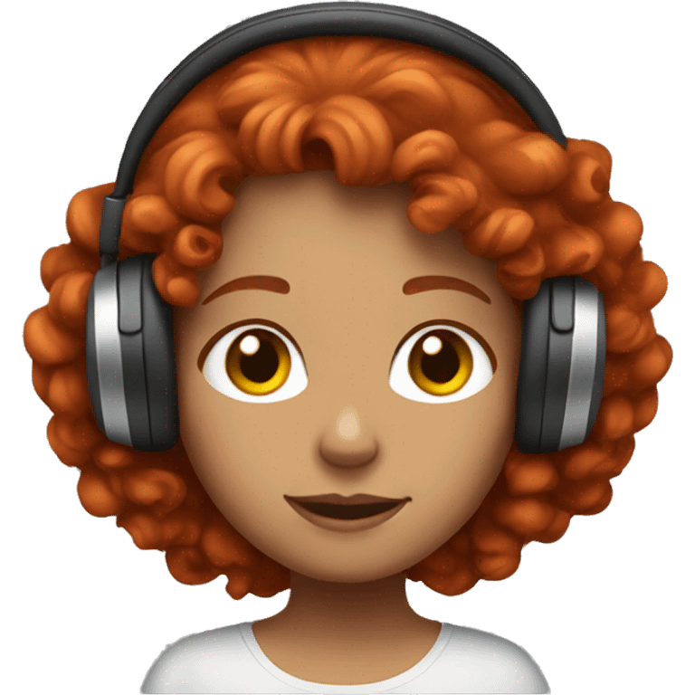 Curly red hair girl with headphone emoji