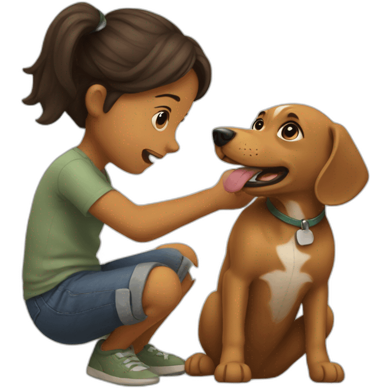 dog playing with child emoji