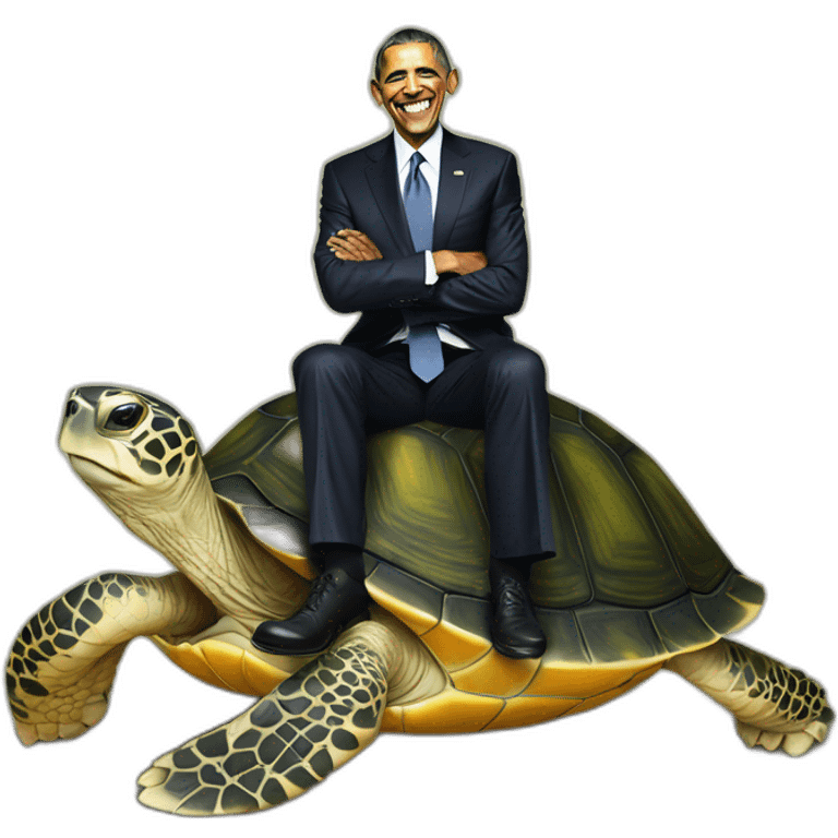 Barack Obama sur une tortue emoji