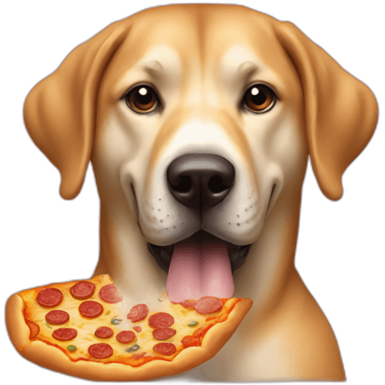 Big dog eating a pizza in the bath  emoji