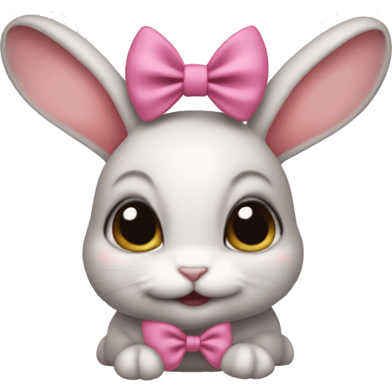 Baby bunny with coquette bow on ear emoji