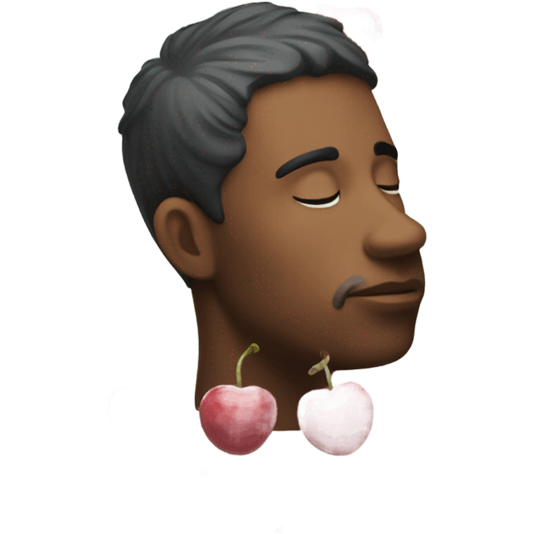 Guy resting his head on cherries emoji