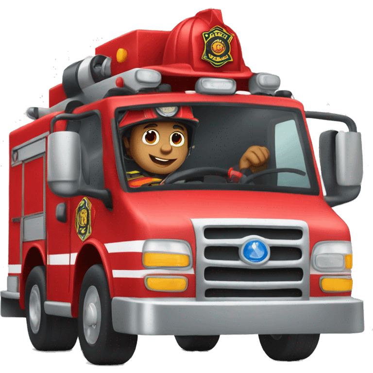 Fireman driving fire truck emoji