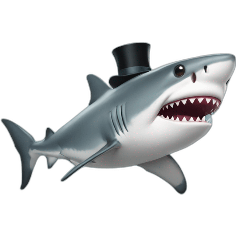 Shark with a top hat emoji