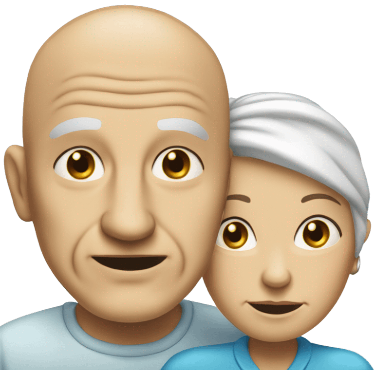 old wrinkled couple woman and bald man with wrinkles and blue eyes emoji