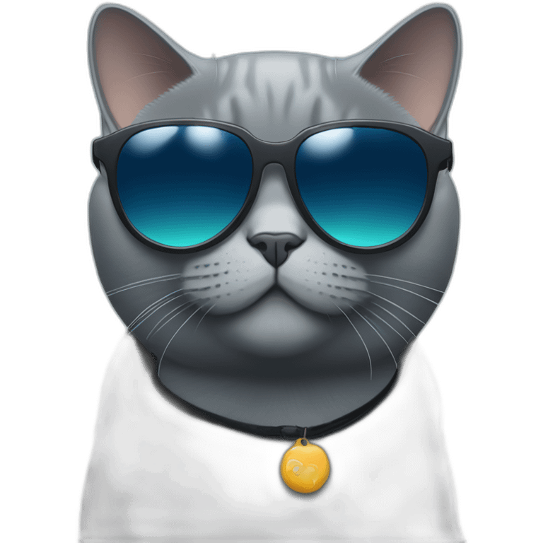 deep blue British Shorthair Cat with sunglasses use camera emoji