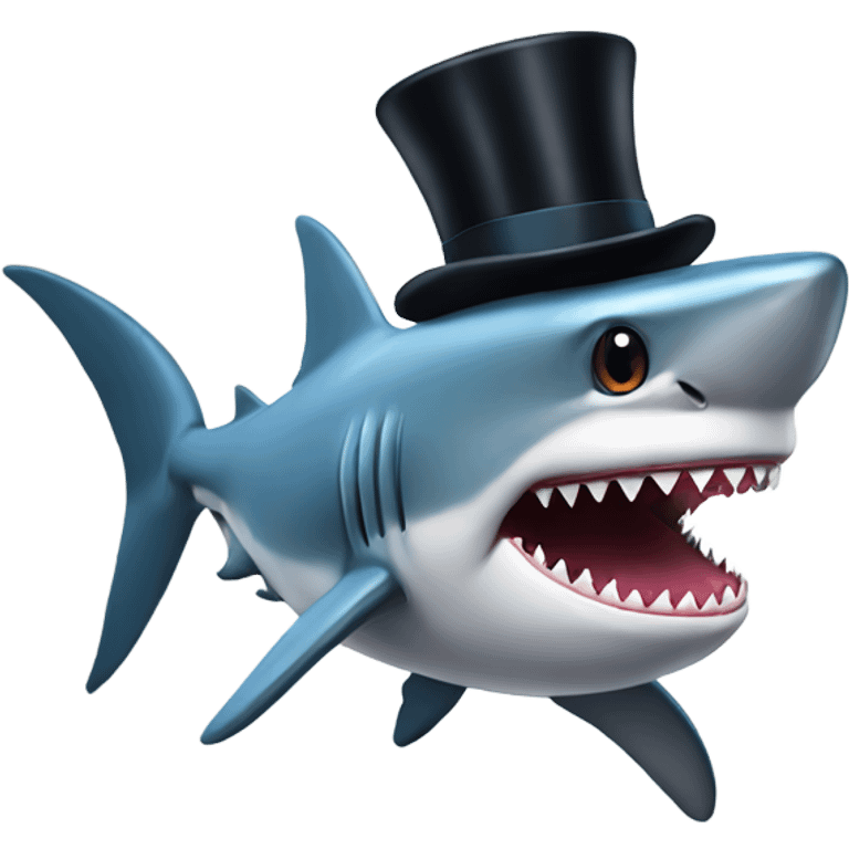 Shark with a top hat emoji