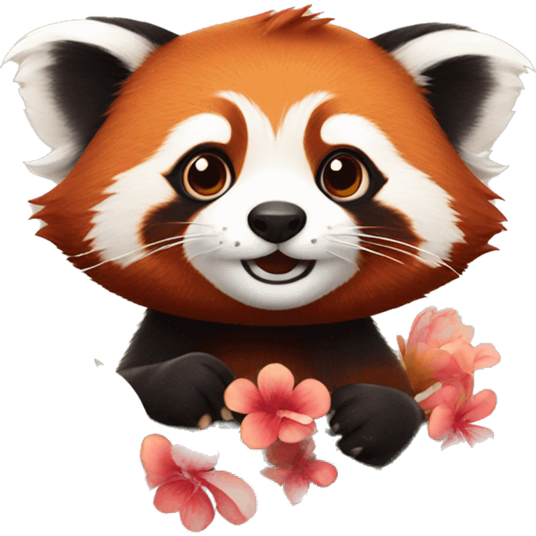 red panda with a flower emoji