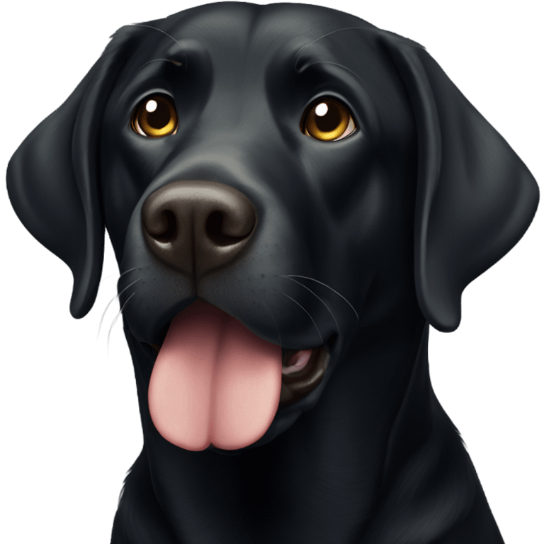 black labrador with a suspicious look emoji