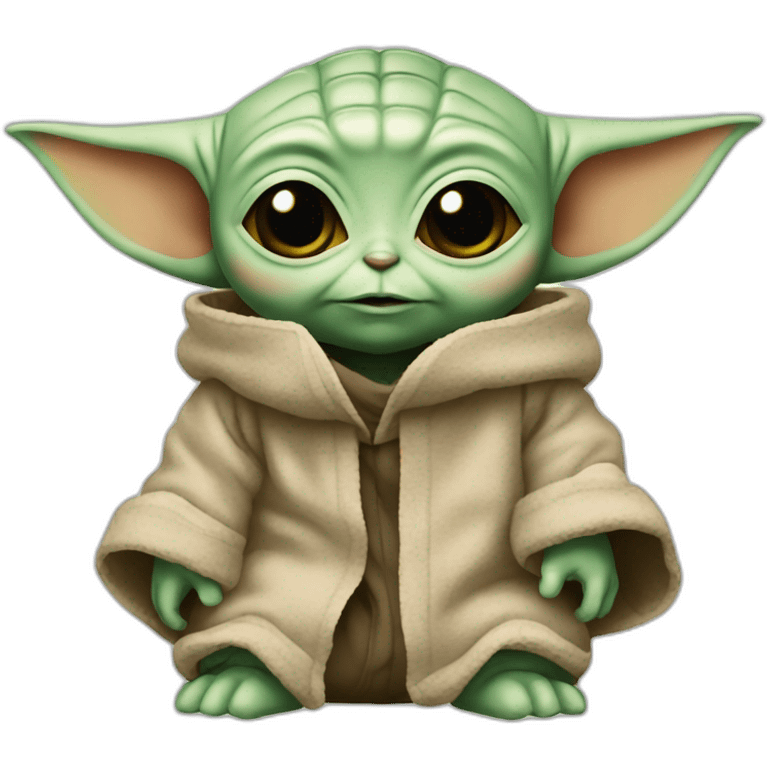 Baby yoda avec un altere emoji