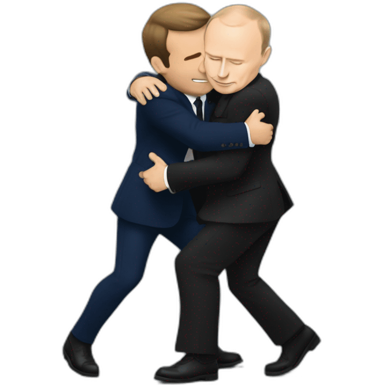 Macron hugging putin emoji