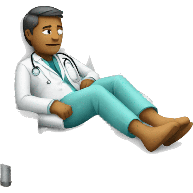 A doctor sleeping on a couch emoji