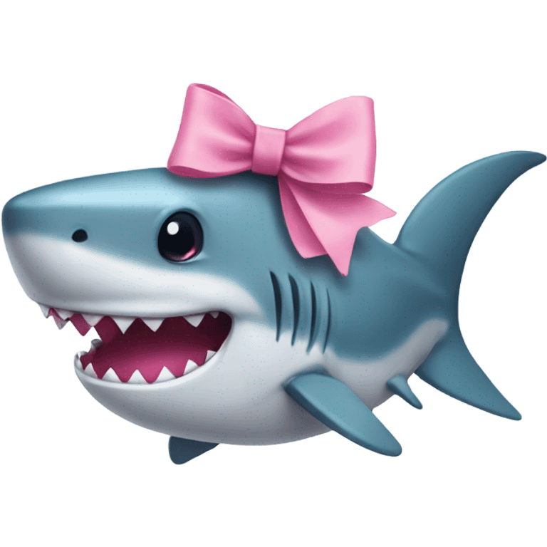 a cute shark with a pink bow emoji